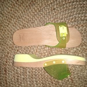 NEVER WORN Dr. Scholl's neon green sandals